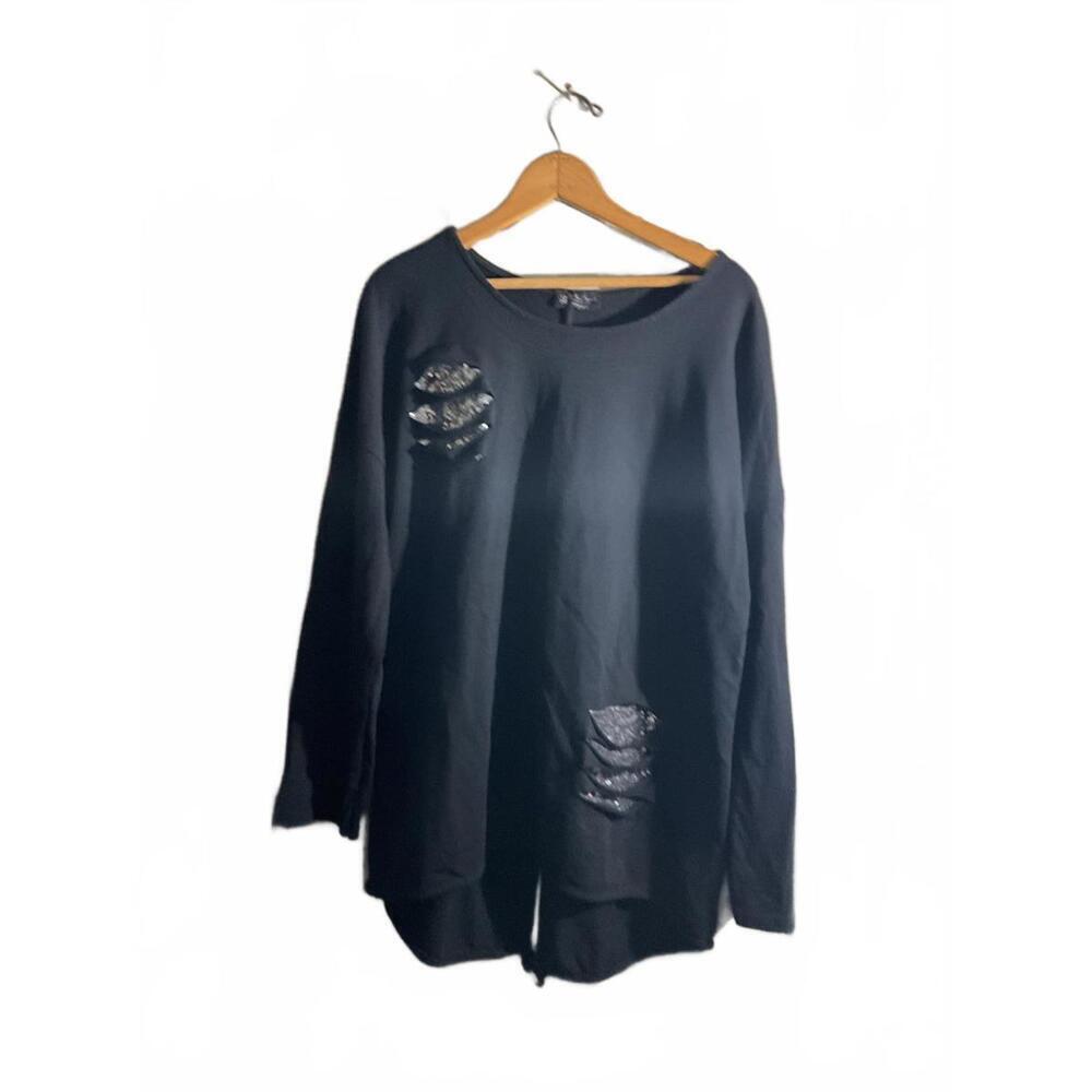 Bella Amore  Art to Wear Italy Cut-Out Details/Sequins Tunic XL
